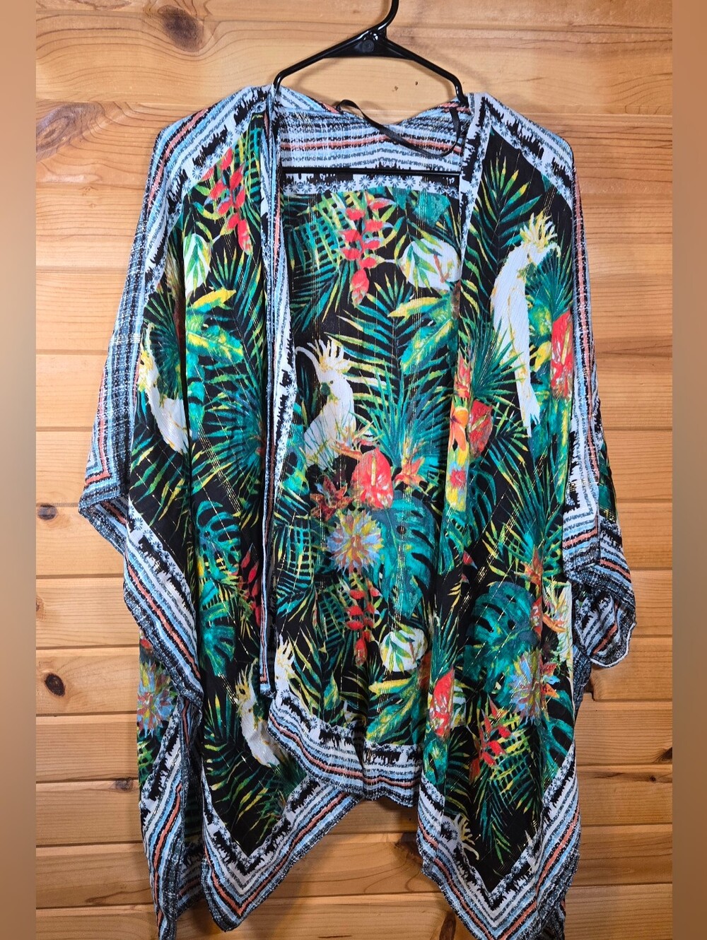 Swim Cover Up Ruana Poncho Women's XL XXL Tropical Floral Beach Resort Cruise